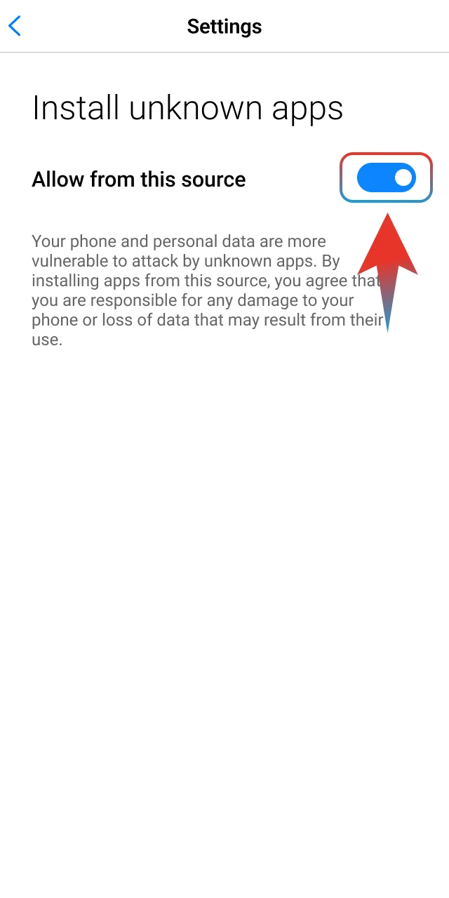Enable unknown sources in your settings to allow the Megapari installation.