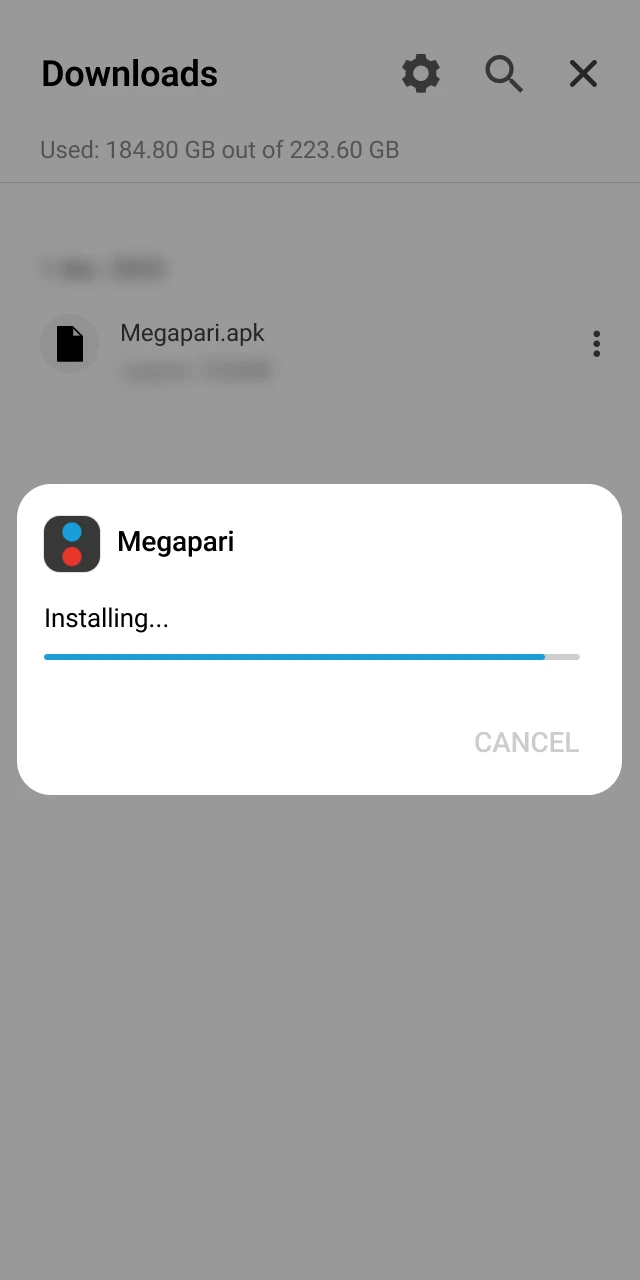 Open the file and confirm to finish installing the Megapari app.