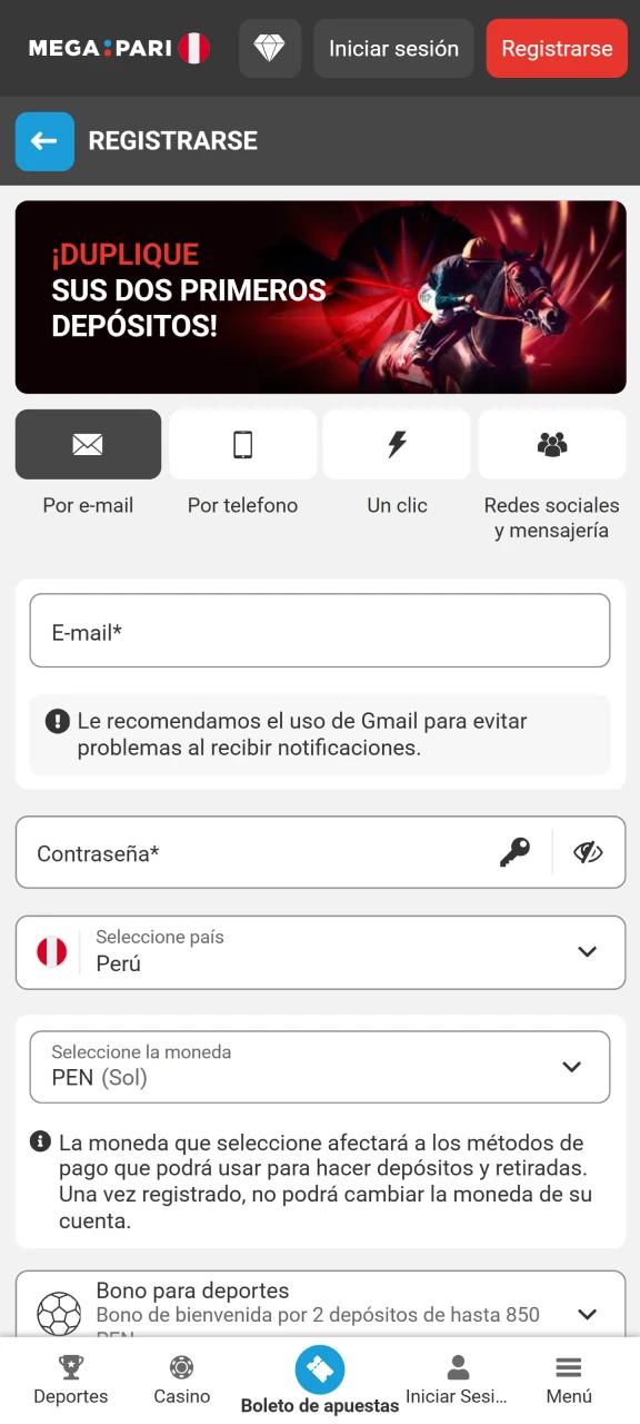 Completa tu inscripción rápidamente a través de la app de Megapari para empezar a ganar hoy.