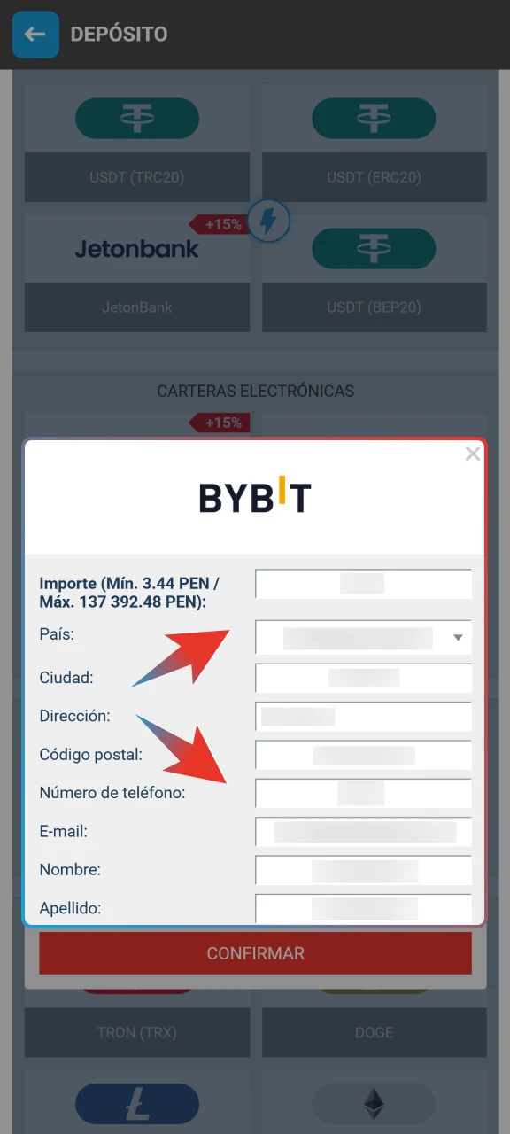 Sigue las instrucciones de validación o utiliza el código QR para transferir tus fondos a Megapari.