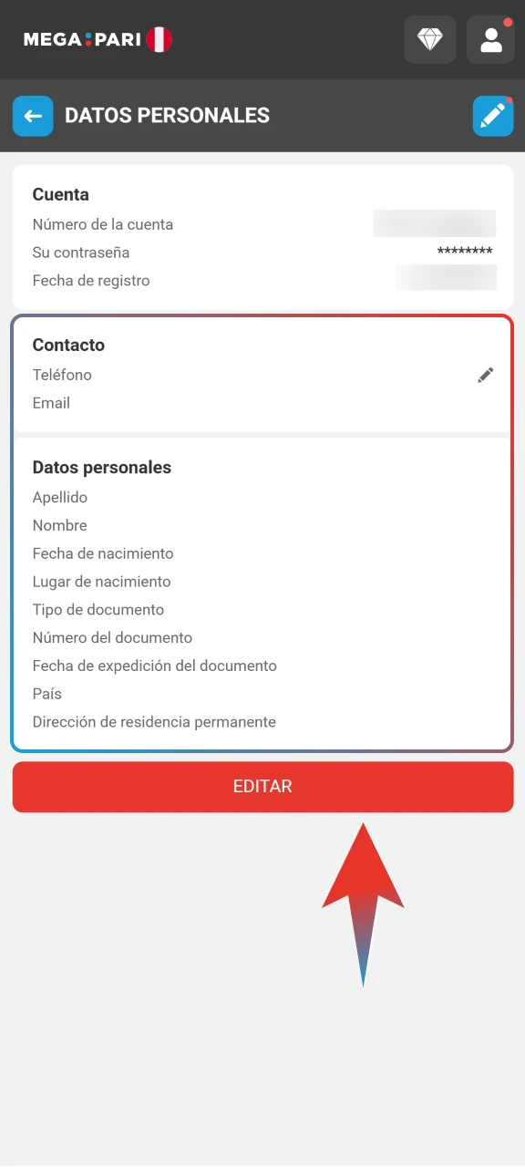 Adjunta los documentos necesarios en Megapari para garantizar la seguridad de tu transacción si el sistema lo requiere.