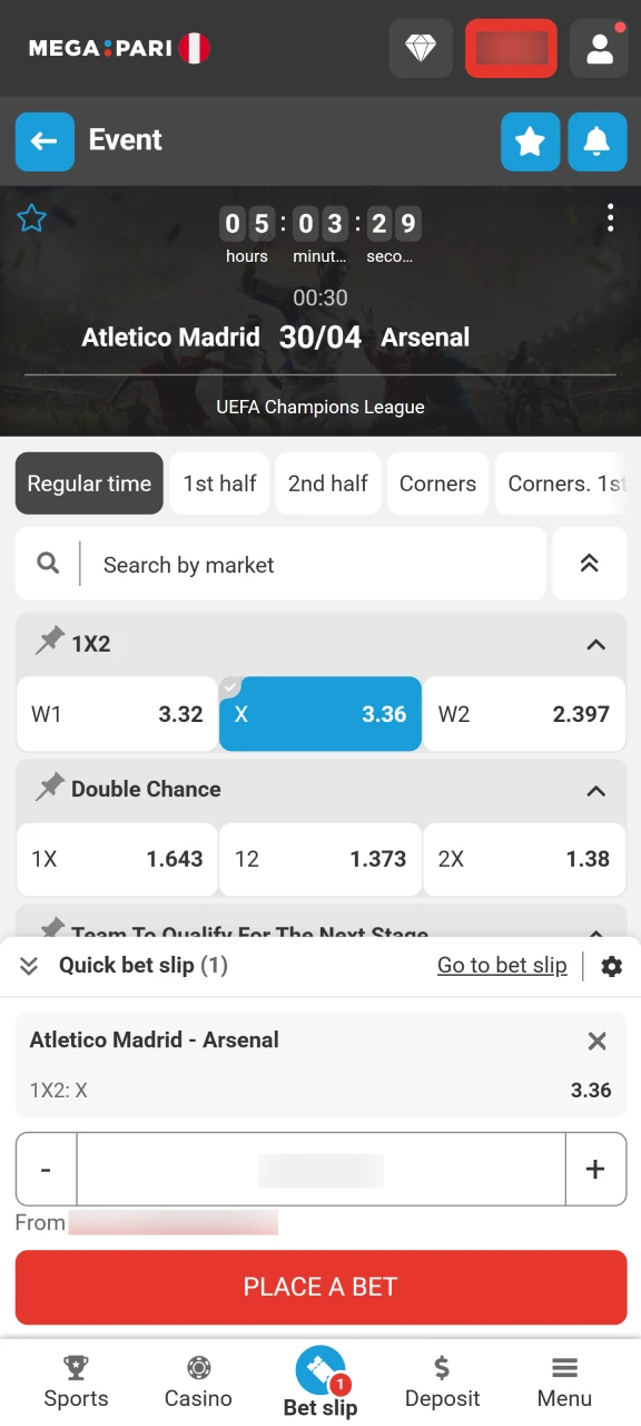 Place your bet on the coupon and confirm your Megapari wager.