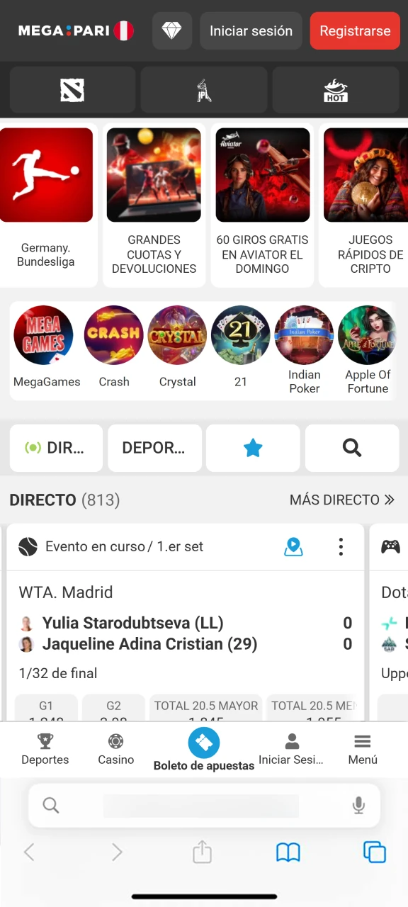 Inicia el proceso abriendo el sitio oficial de Megapari desde tu navegador Safari para una instalación correcta.