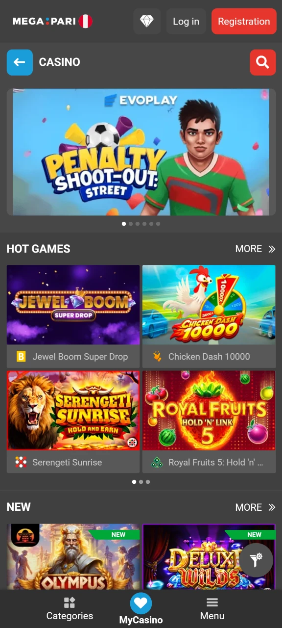 Browse thousands of mobile slots and table games in the app.