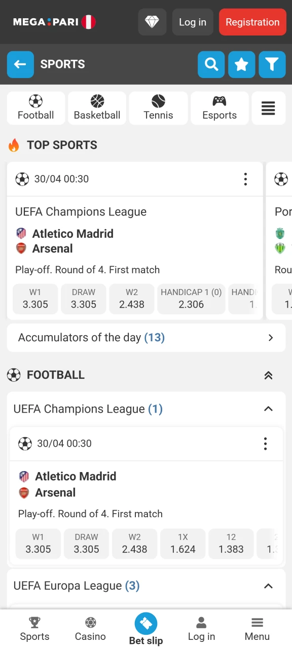 Place your sports bets instantly using the Megapari mobile application.