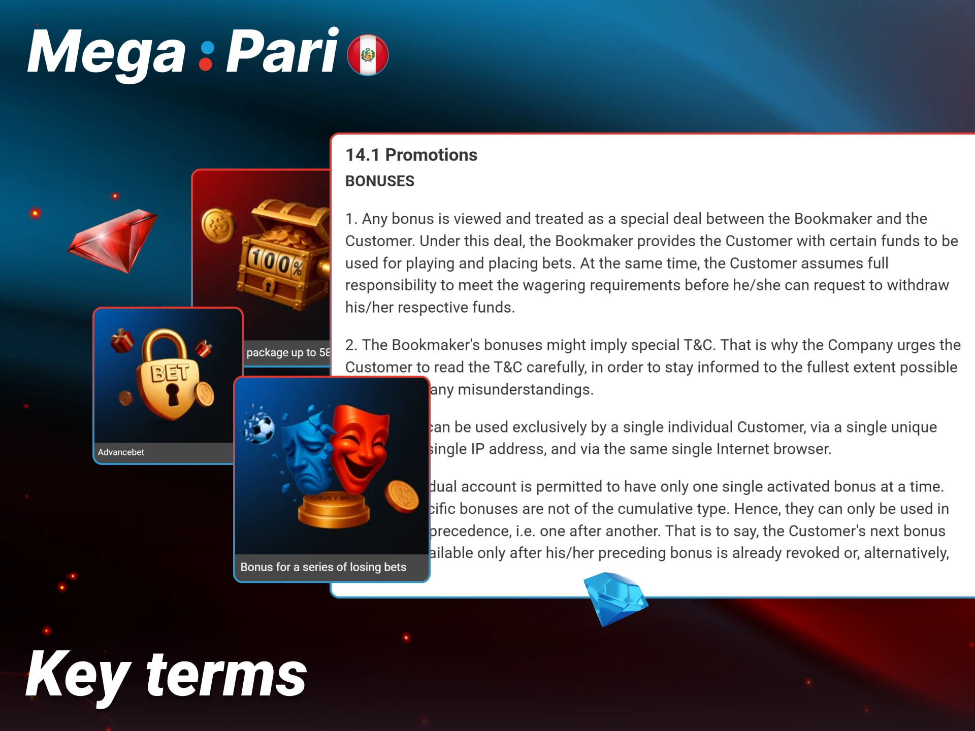 Review the key terms and wagering requirements for Megapari Peru bonuses.
