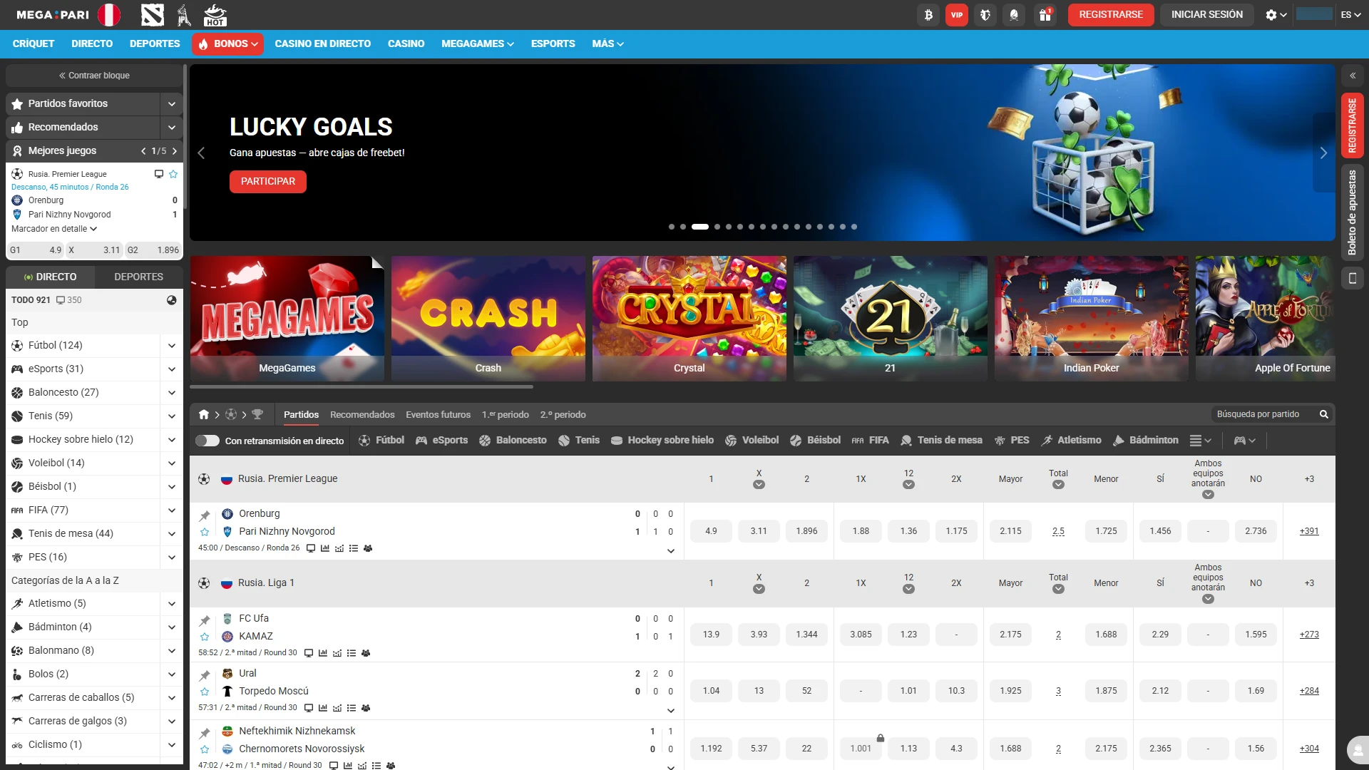 Visita la página de inicio de Megapari para explorar todas las opciones de apuestas y juegos disponibles.