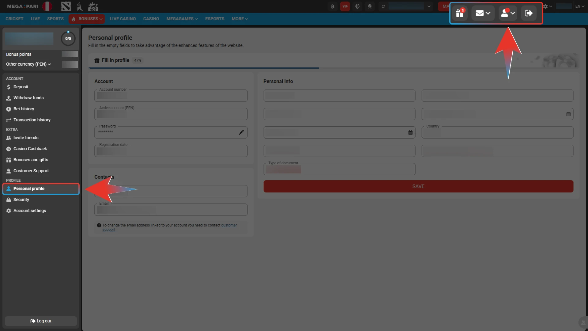 Ensure your personal data matches your official documents in Megapari.