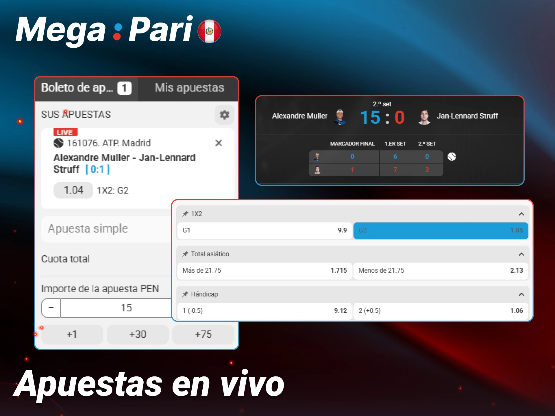 Entra a la sección en vivo de Megapari para apostar en directo mientras ocurre la acción.