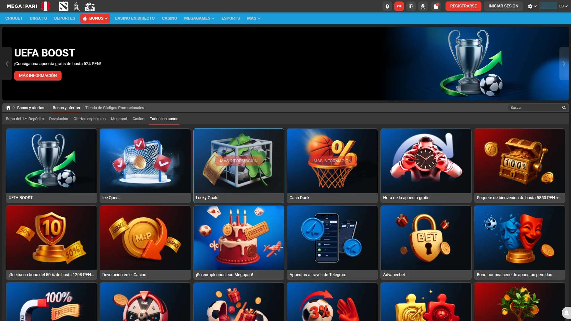 Consulta las ofertas y bonos exclusivos de Megapari para maximizar tus ganancias en Perú.