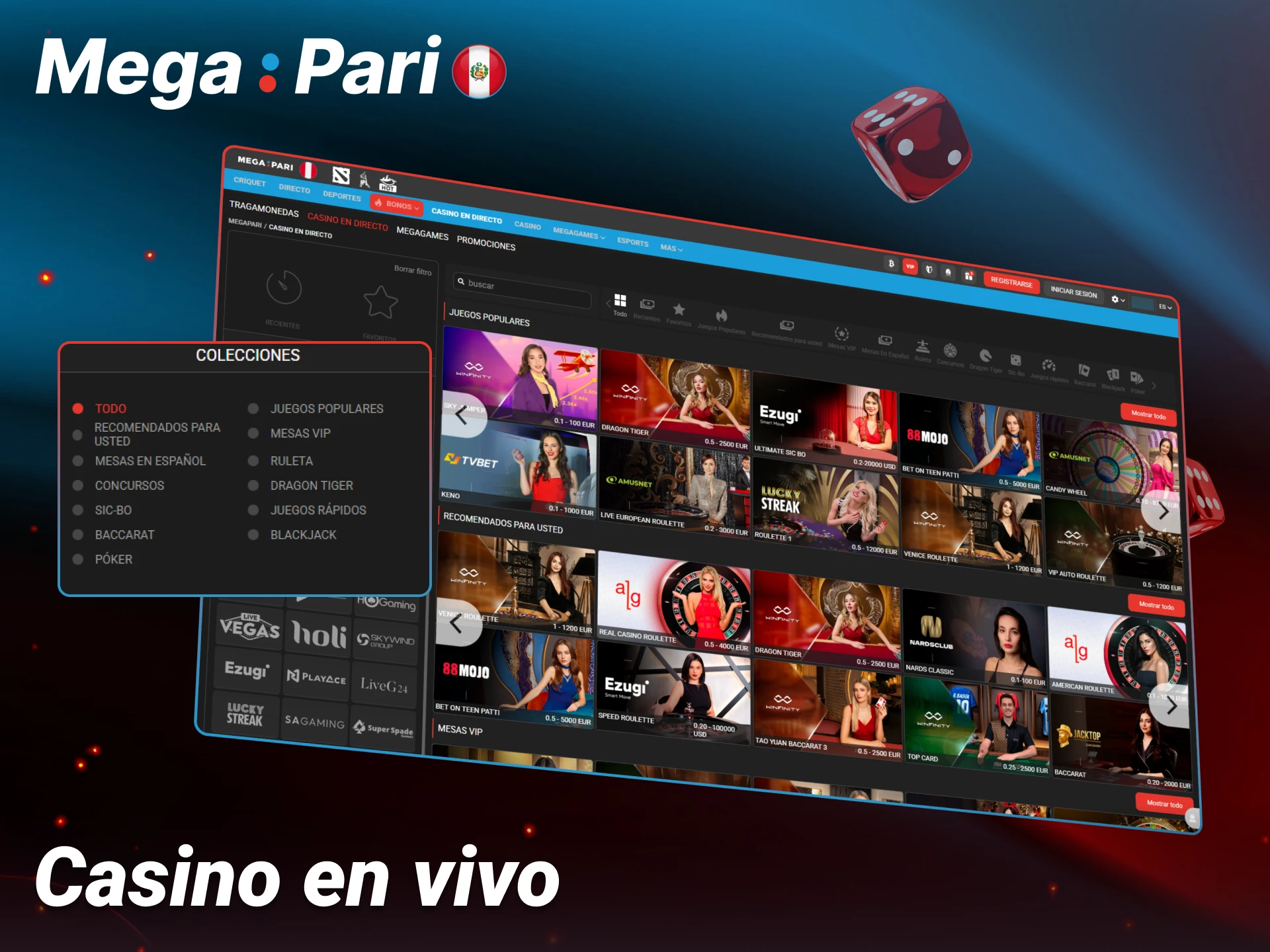 Siente la adrenalina del casino en vivo de Megapari y juega con crupieres reales hoy.