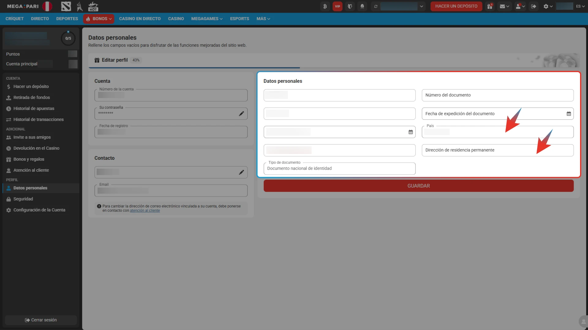 Adjunta un recibo de servicios o estado de cuenta bancario en Megapari para validar tu lugar de residencia actual en Perú.