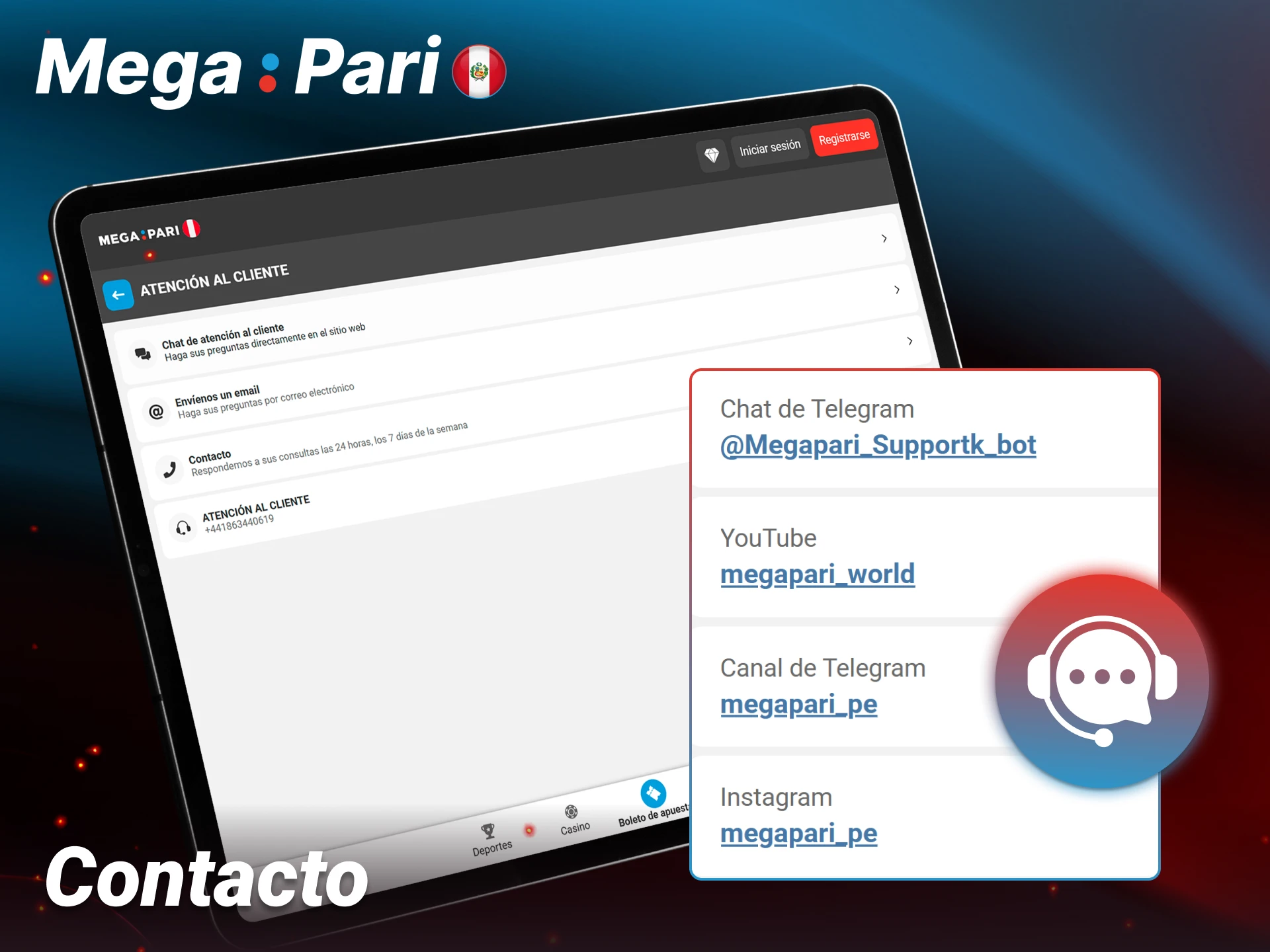 Contacta al soporte de Megapari en cualquier momento para resolver tus dudas de inmediato.