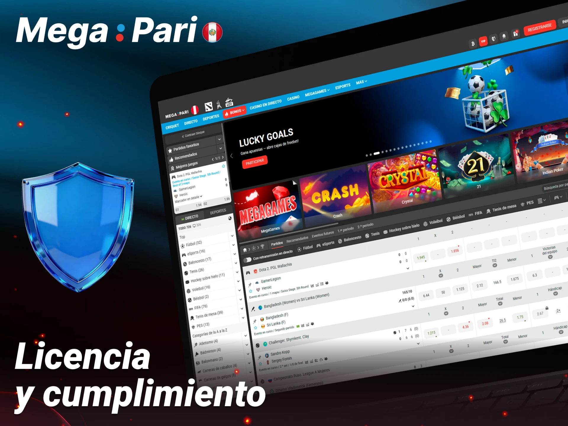 Verifica la licencia oficial de Megapari para asegurar un juego transparente y protegido.