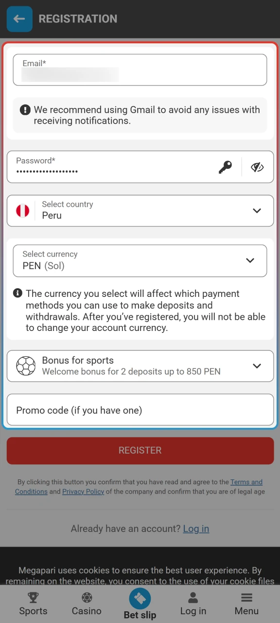 Enter your personal details to complete your Megapari mobile registration.