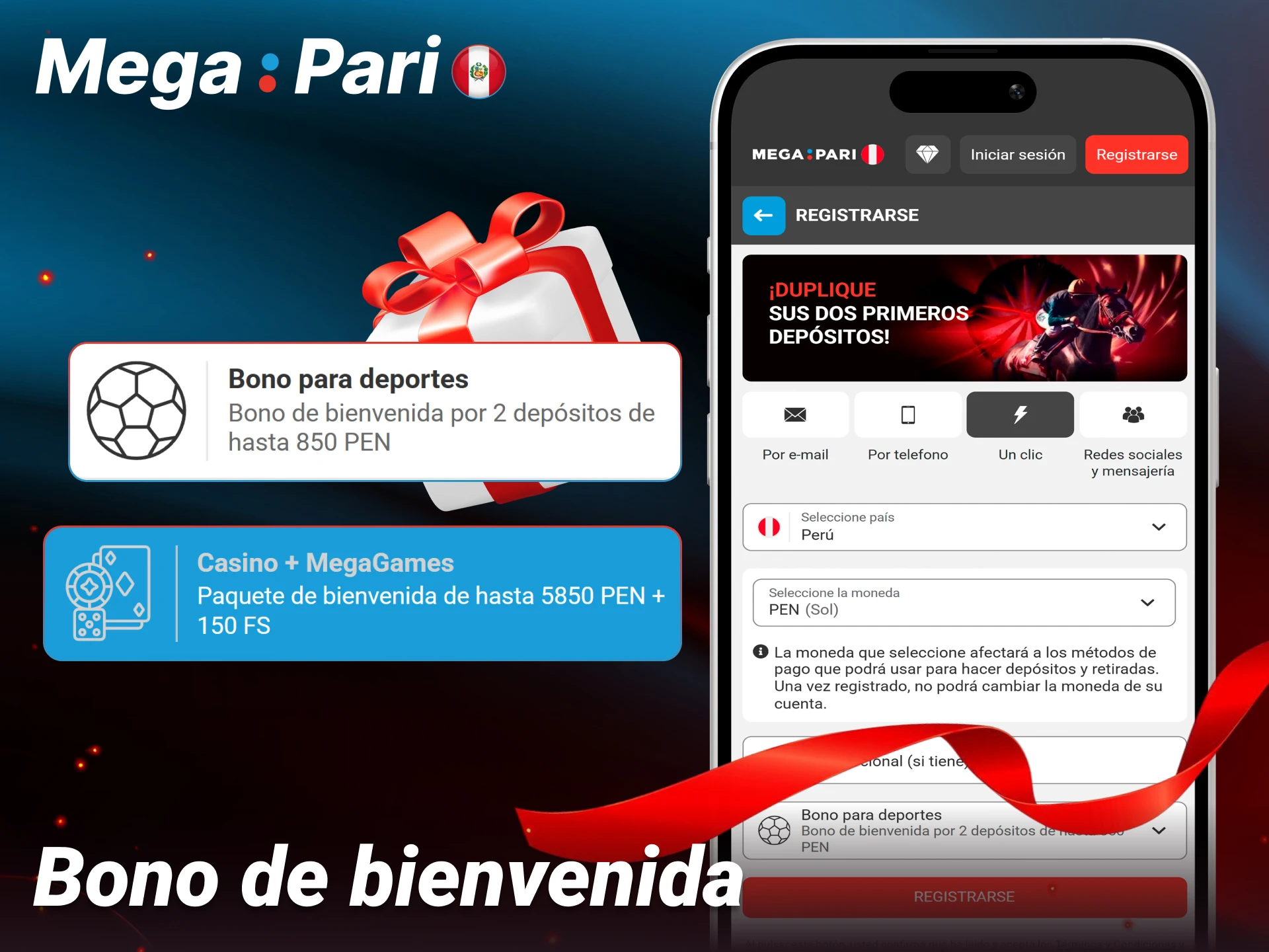 Reclama tu bono de bienvenida exclusivo tras completar tu registro en Megapari.