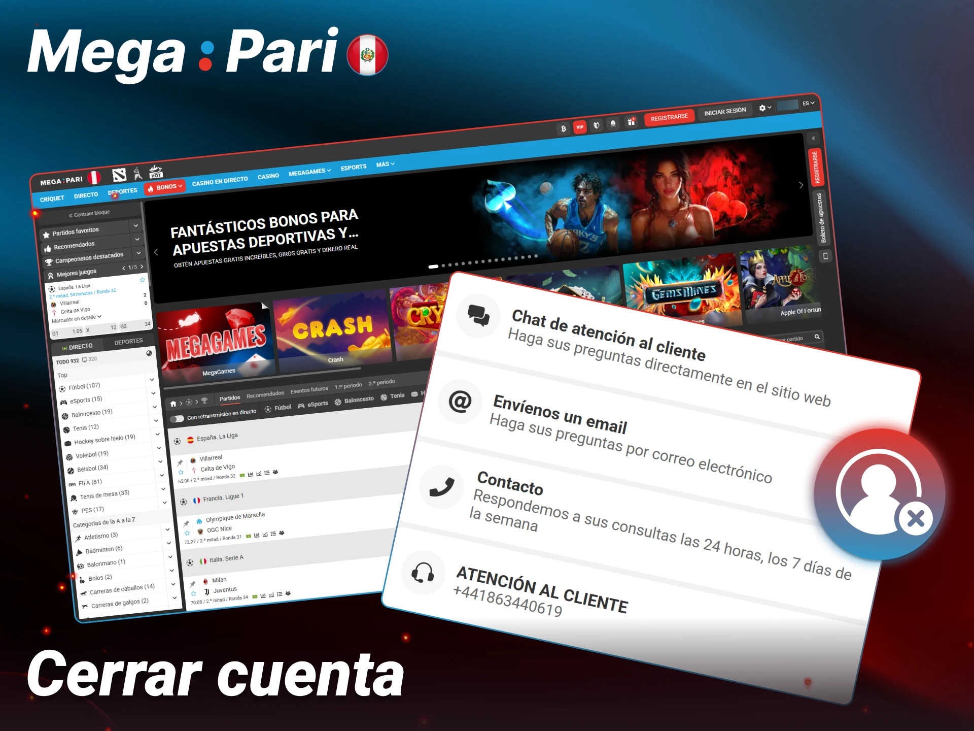 Gestiona el cierre o la autoexclusión de tu cuenta en Megapari directamente.