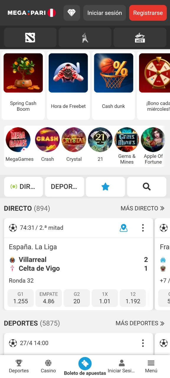Inicia la aplicación de Megapari y presiona el botón de registro ubicado en la pantalla de inicio.