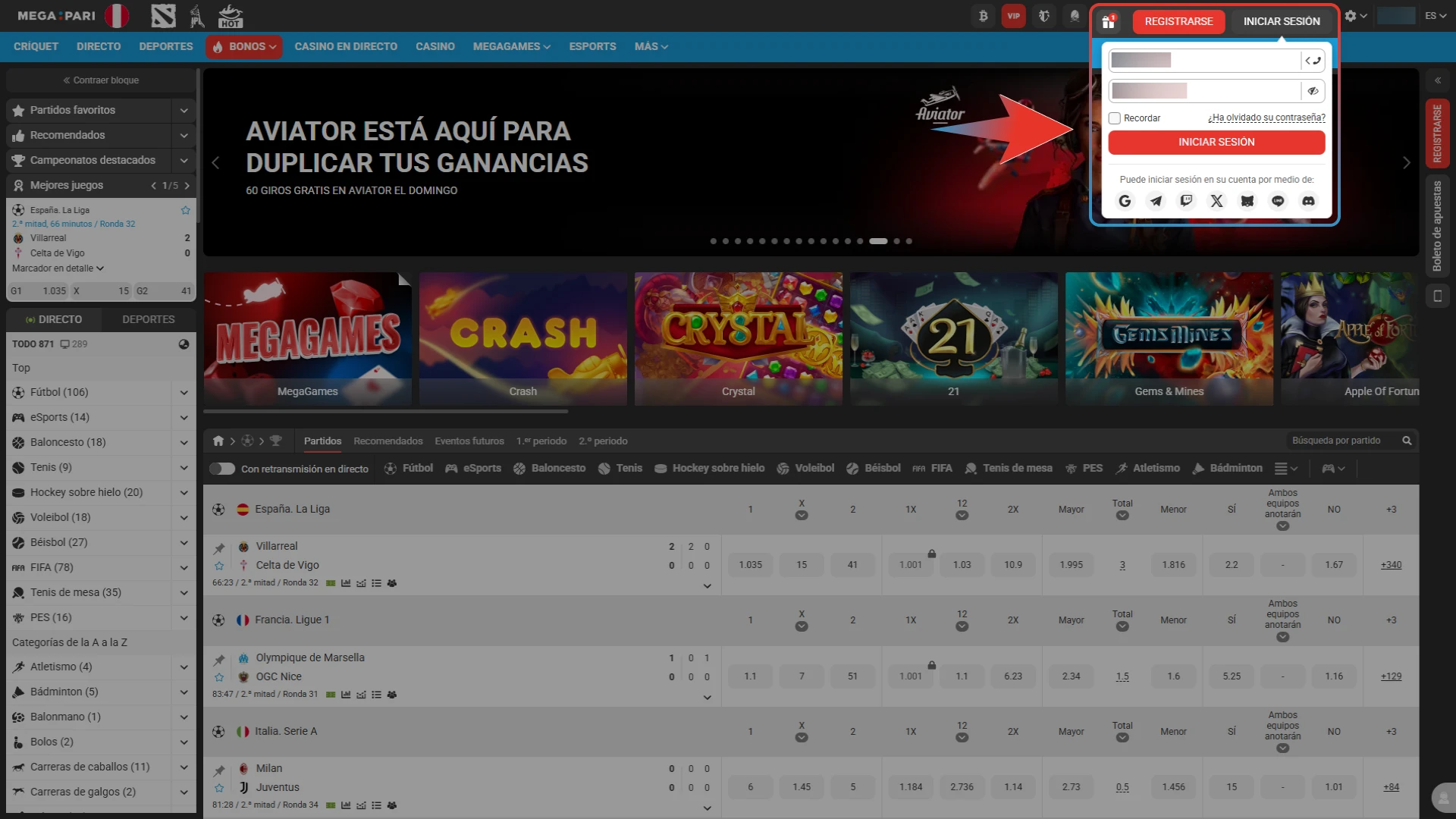Valida tu acceso mediante el código enviado a tu móvil o email y entra a tu perfil de Megapari.