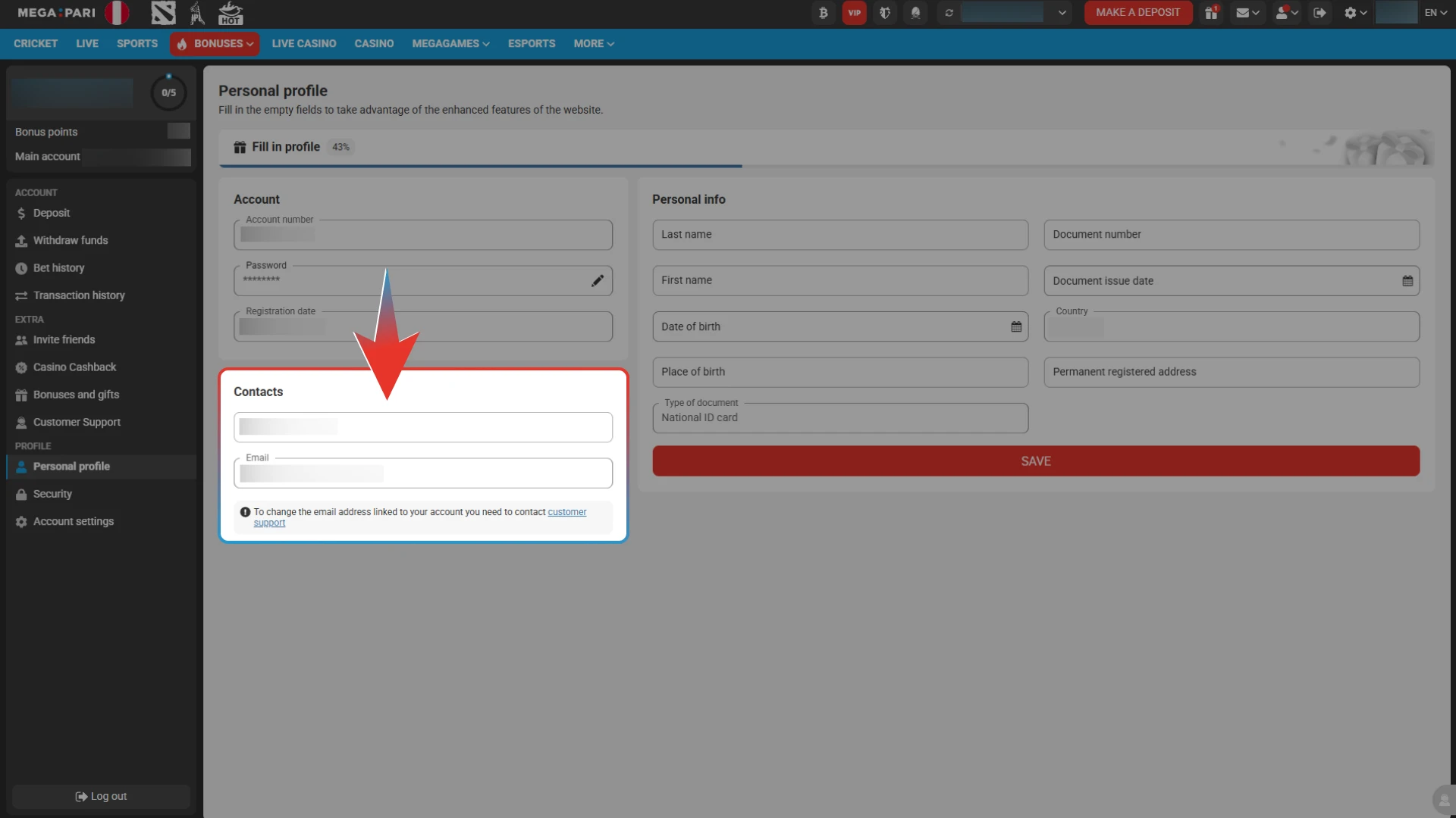 Verify your contact details by entering the Megapari security codes.