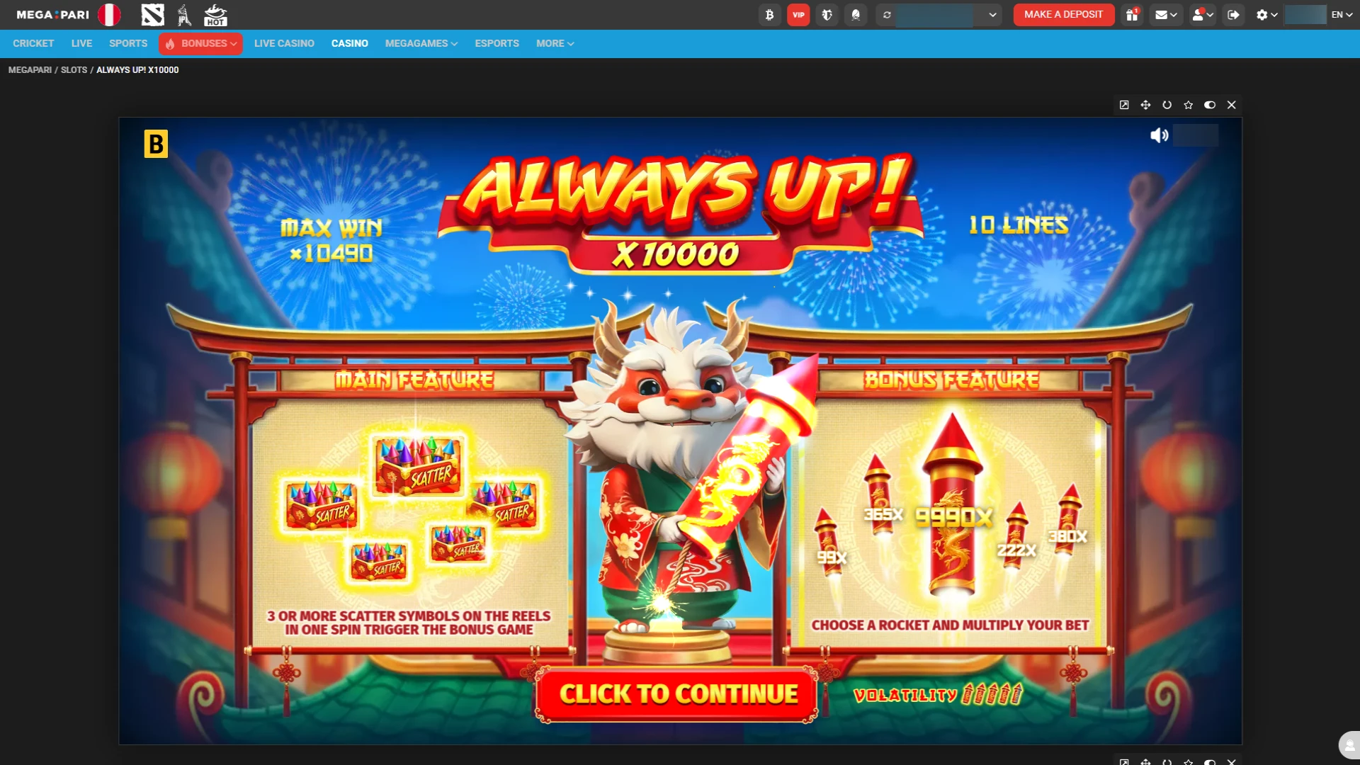 Complete the wagering requirements to withdraw your winnings from Megapari Peru.