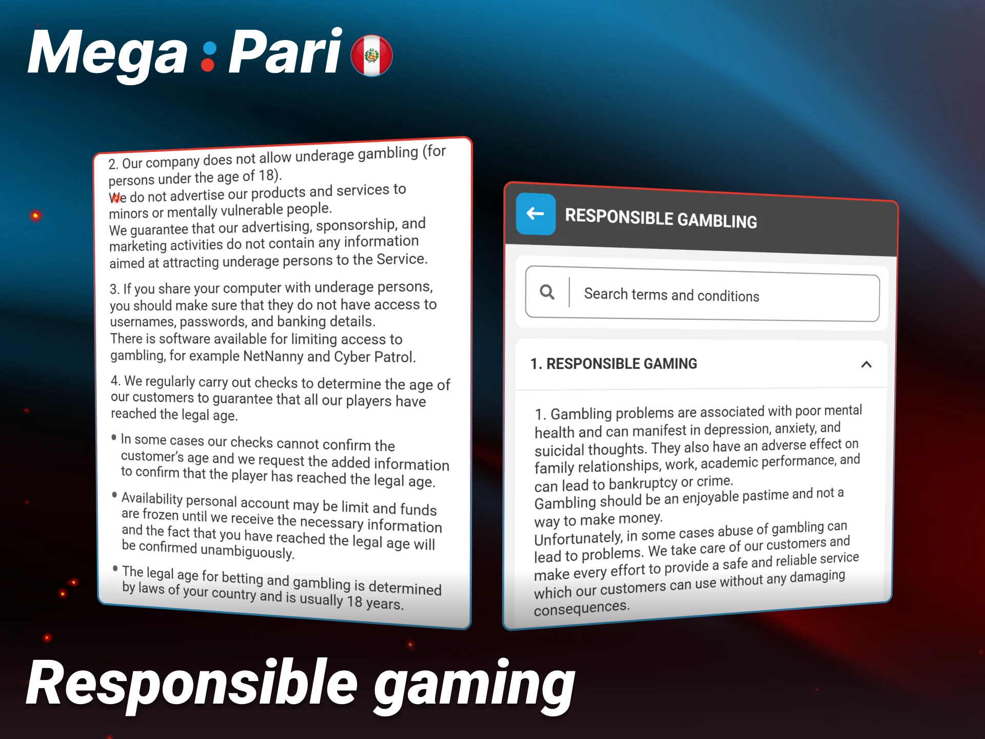 Practice responsible gaming with the helpful tools provided by Megapari Peru.