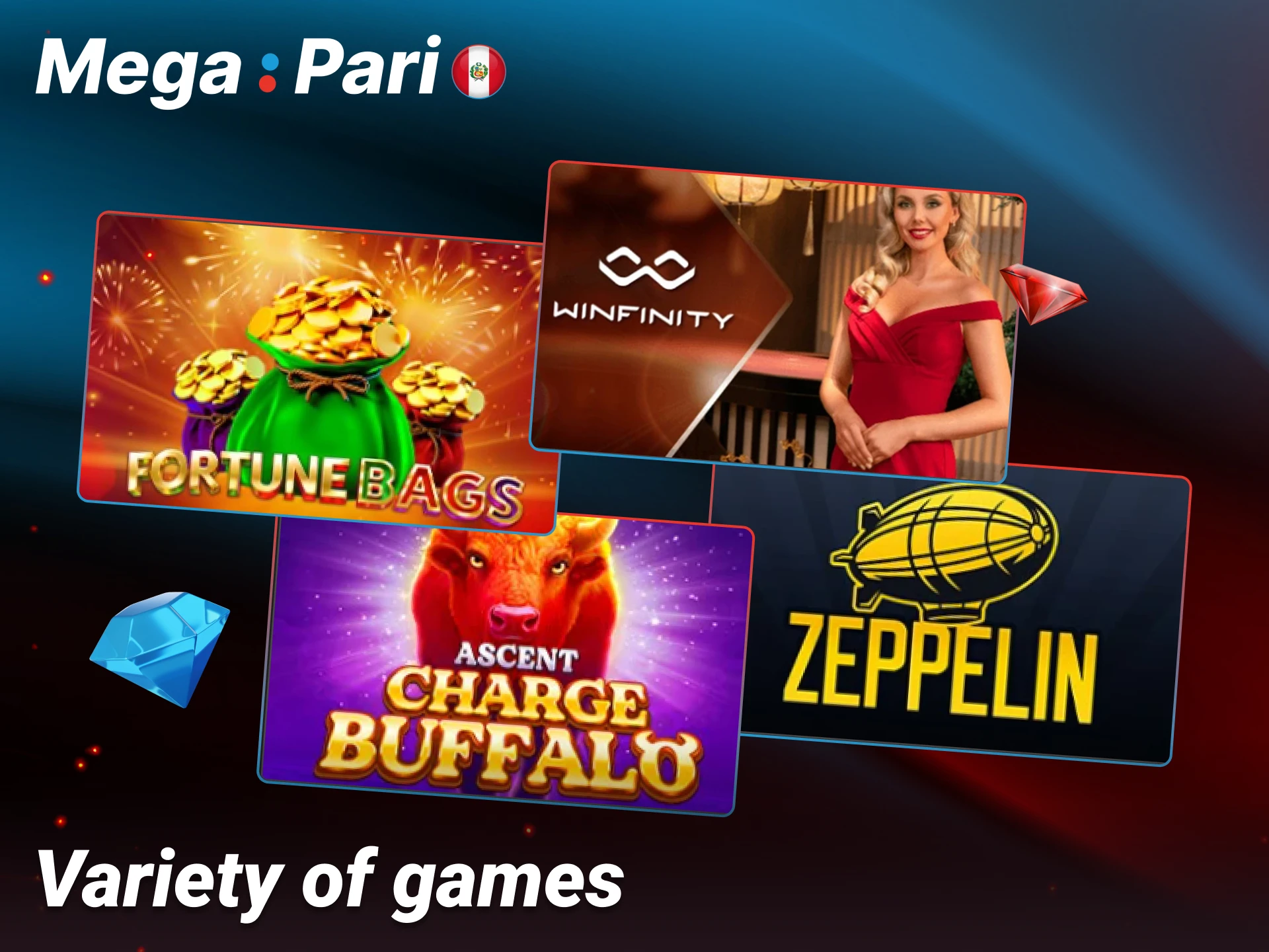 Explore the wide variety of casino games available at Megapari Peru.