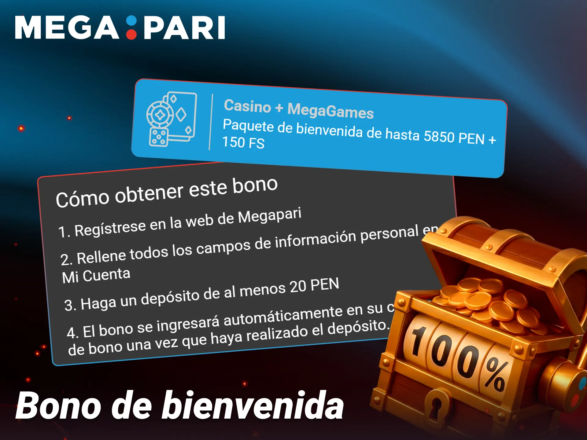Reclama el paquete inicial con giros de regalo en Megapari.
