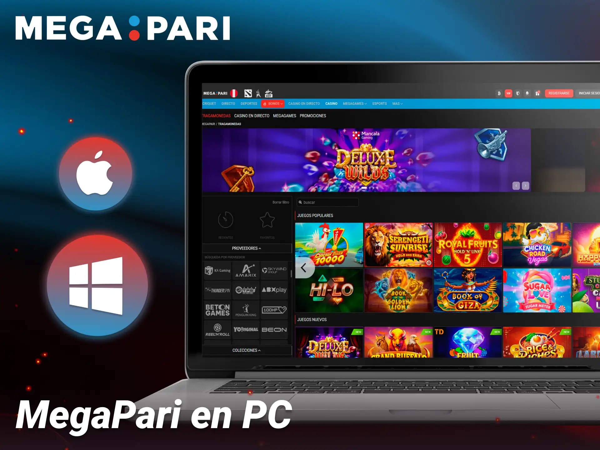 Ingresa a la plataforma oficial para computadora y gana en Megapari.