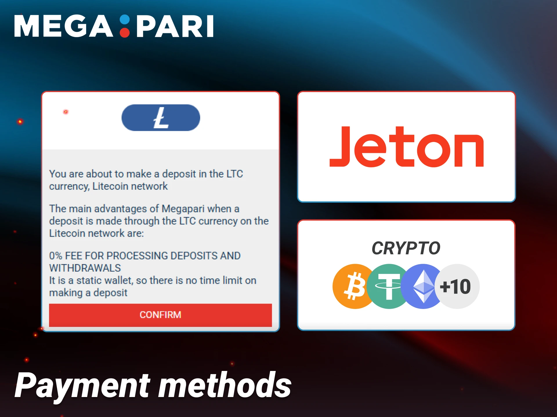 Make secure deposits and fast withdrawals using local methods on Megapari.