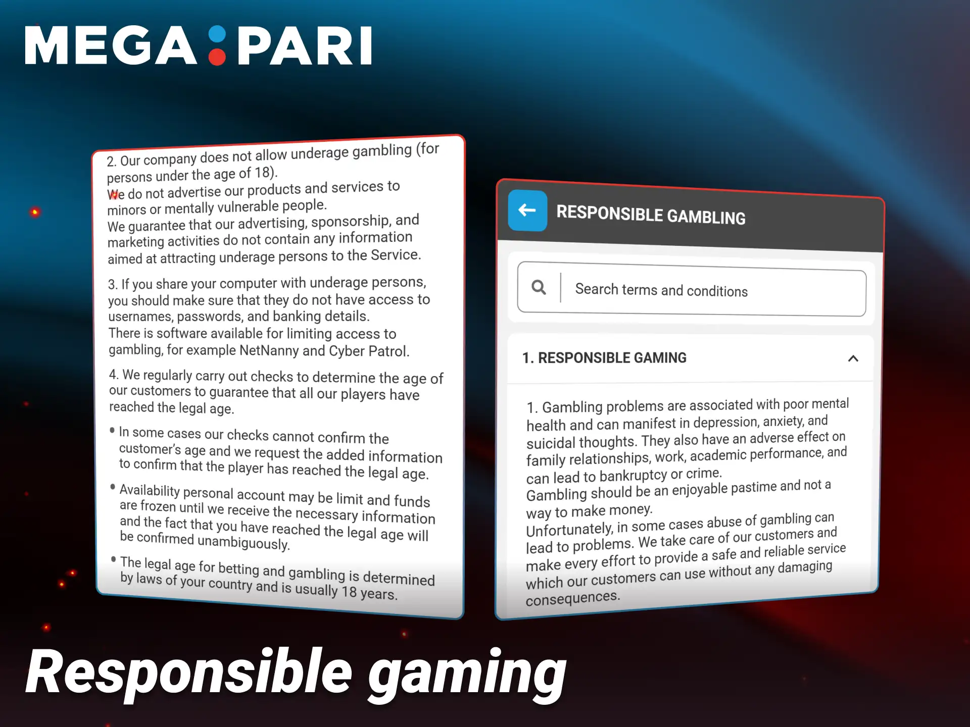 Set your gaming limits to maintain safe gambling habits at Megapari.