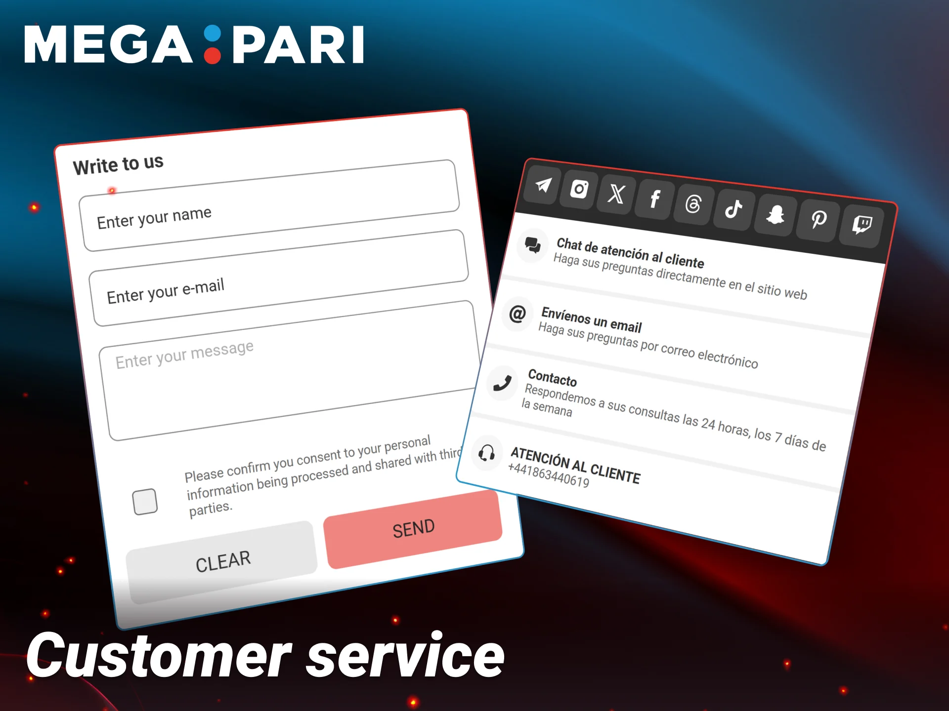 Contact customer support team for around-the-clock help at Megapari.