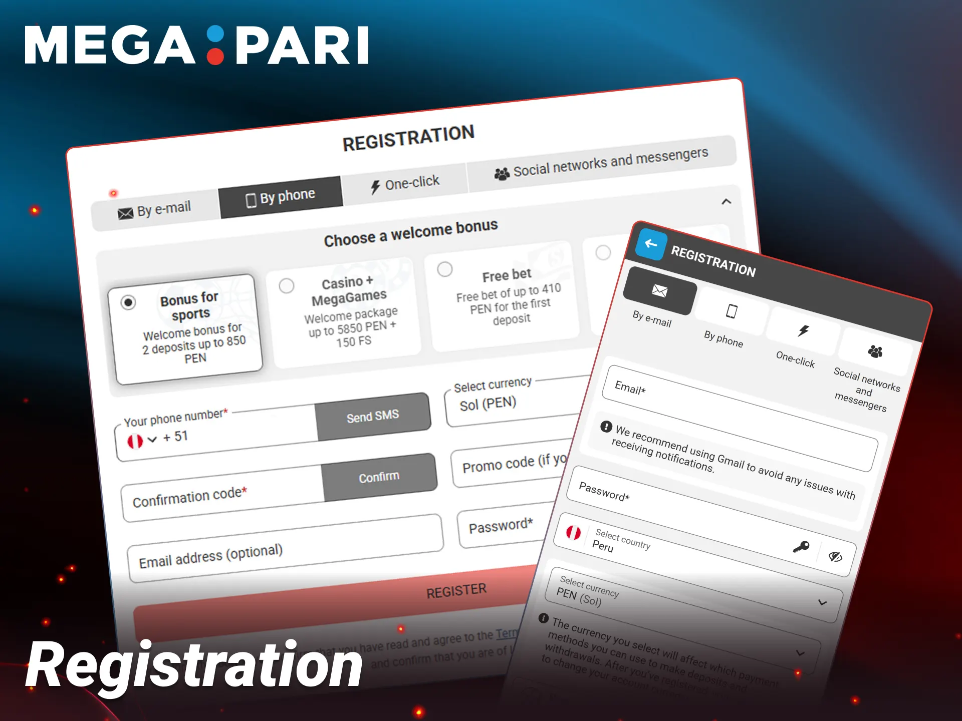 Open your personal player profile and start betting with Megapari.