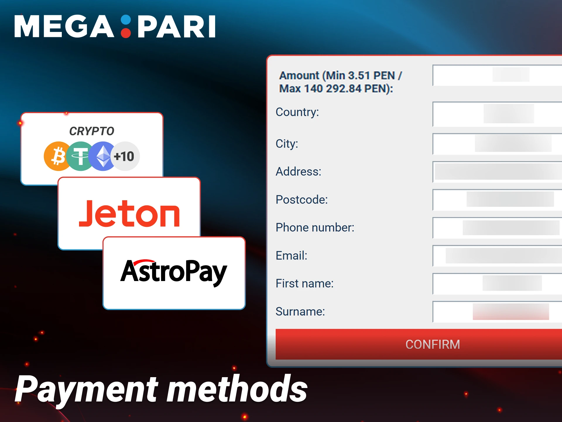 Deposit and withdraw funds using secure payment options at Megapari.
