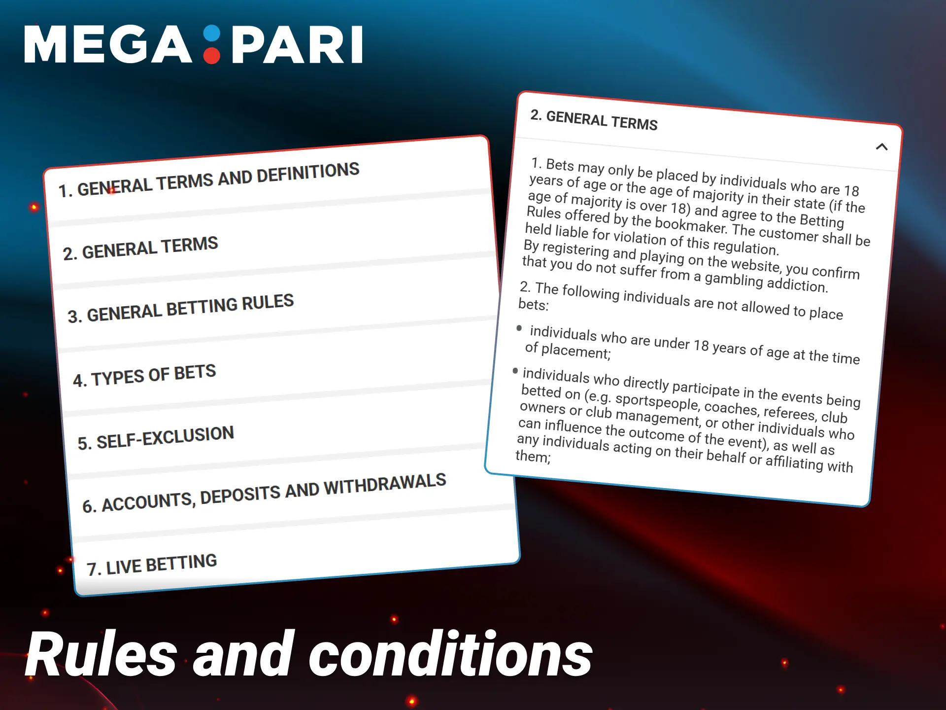 Read terms and conditions to follow platform guidelines on Megapari.