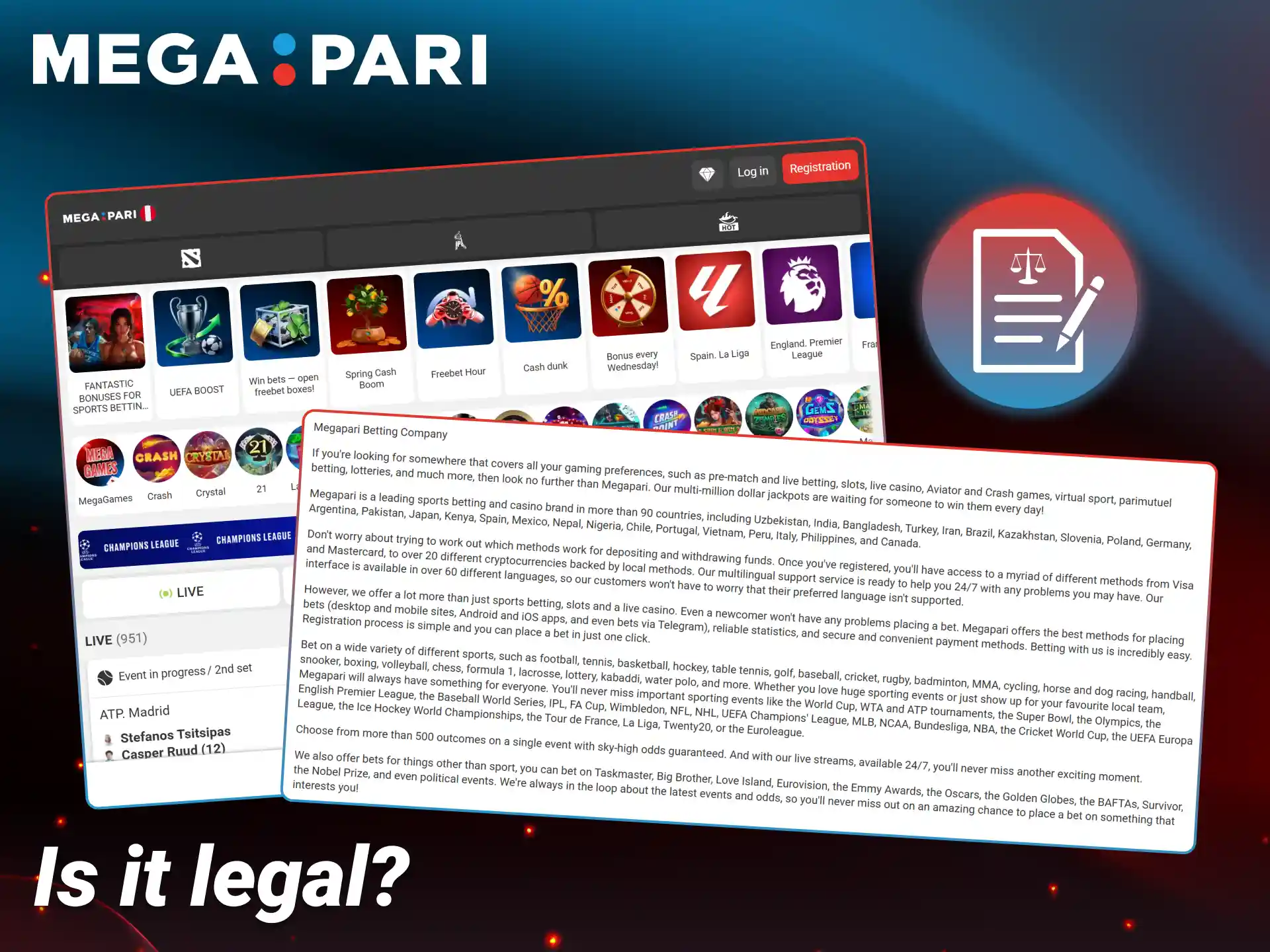 Check legal information and safety guarantees for players at Megapari.