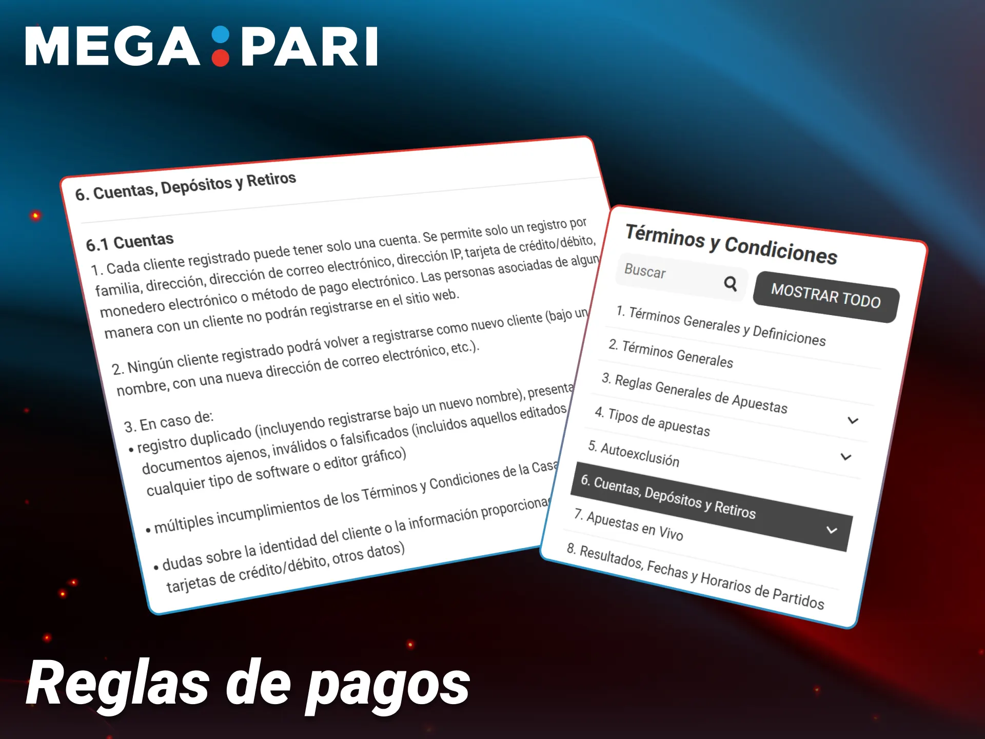 Revisa los términos y condiciones de las transacciones en Megapari Perú.
