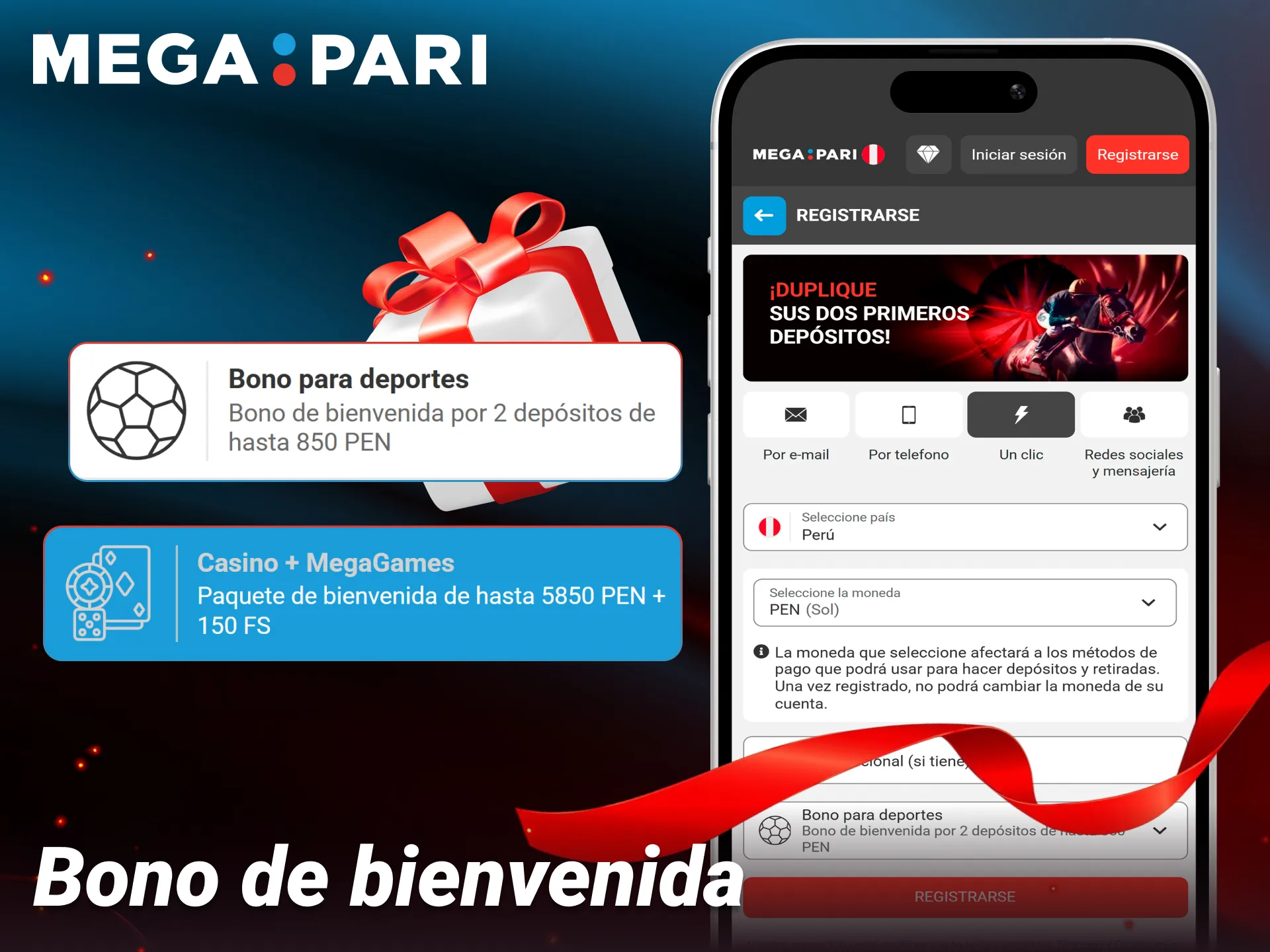 Solicita tu recompensa de bienvenida tras completar la inscripción en Megapari.